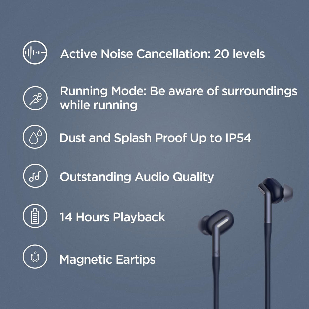 Wireless Neckband Sport Headphones with Active Noise Cancelling, Bluetooth 5.2, IP54 Sweat Resistant J72189