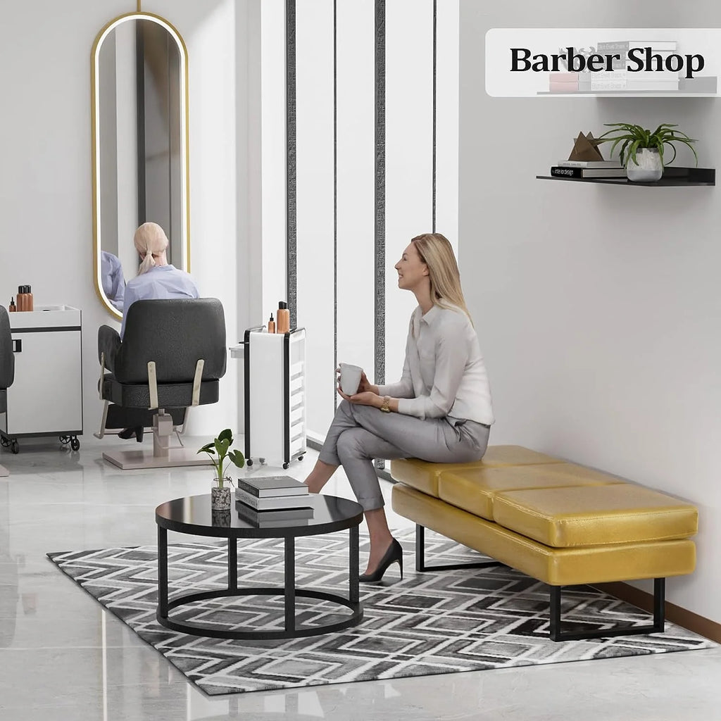 Upholstered 3 Seats Faux Leather Bench C782