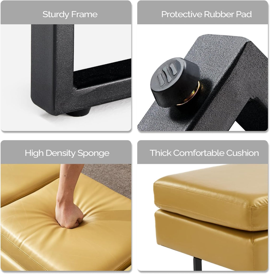 Upholstered 3 Seats Faux Leather Bench C782