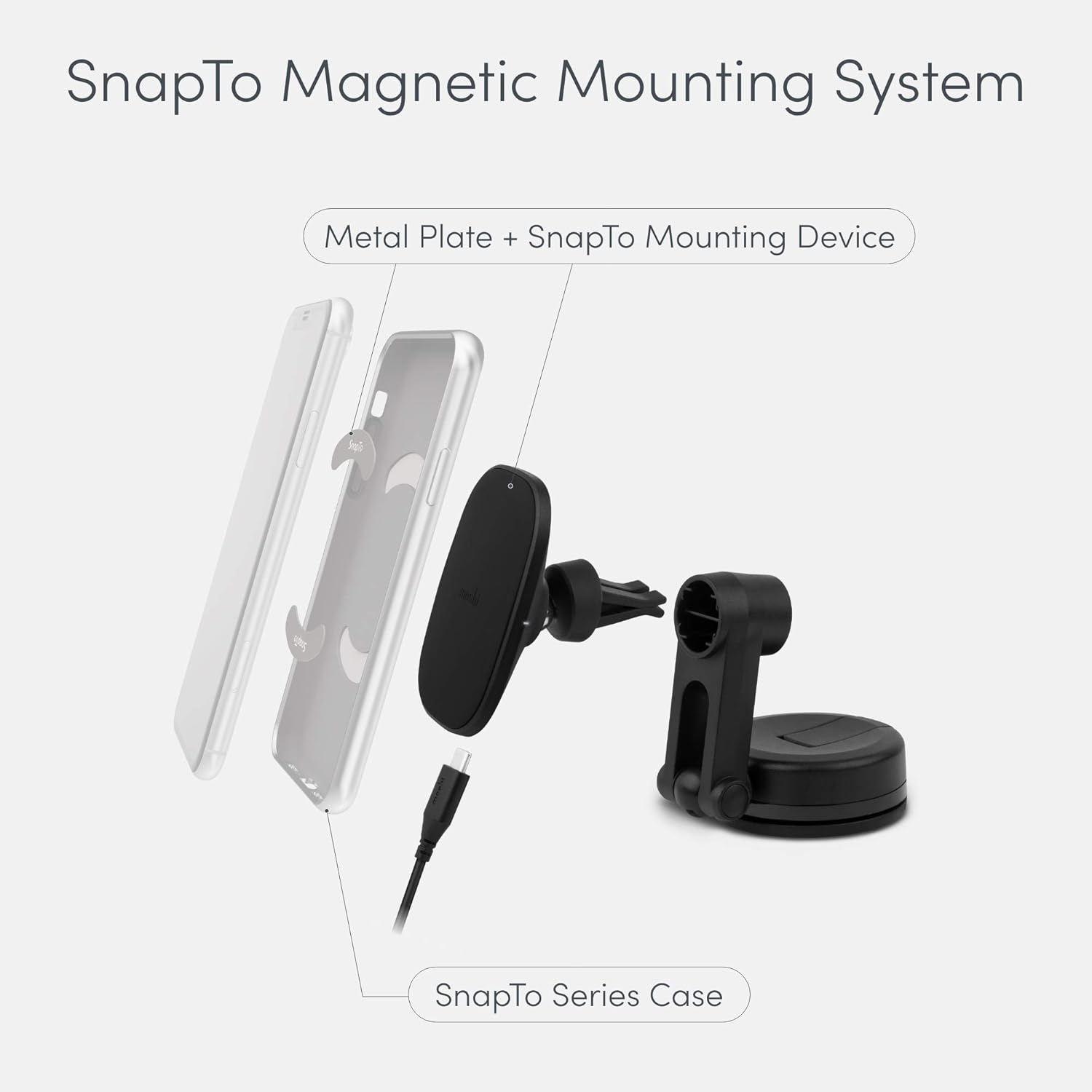 Magnetic Car Phone Holder with Wireless Charging, 10W Max, Pack of 2 P3209