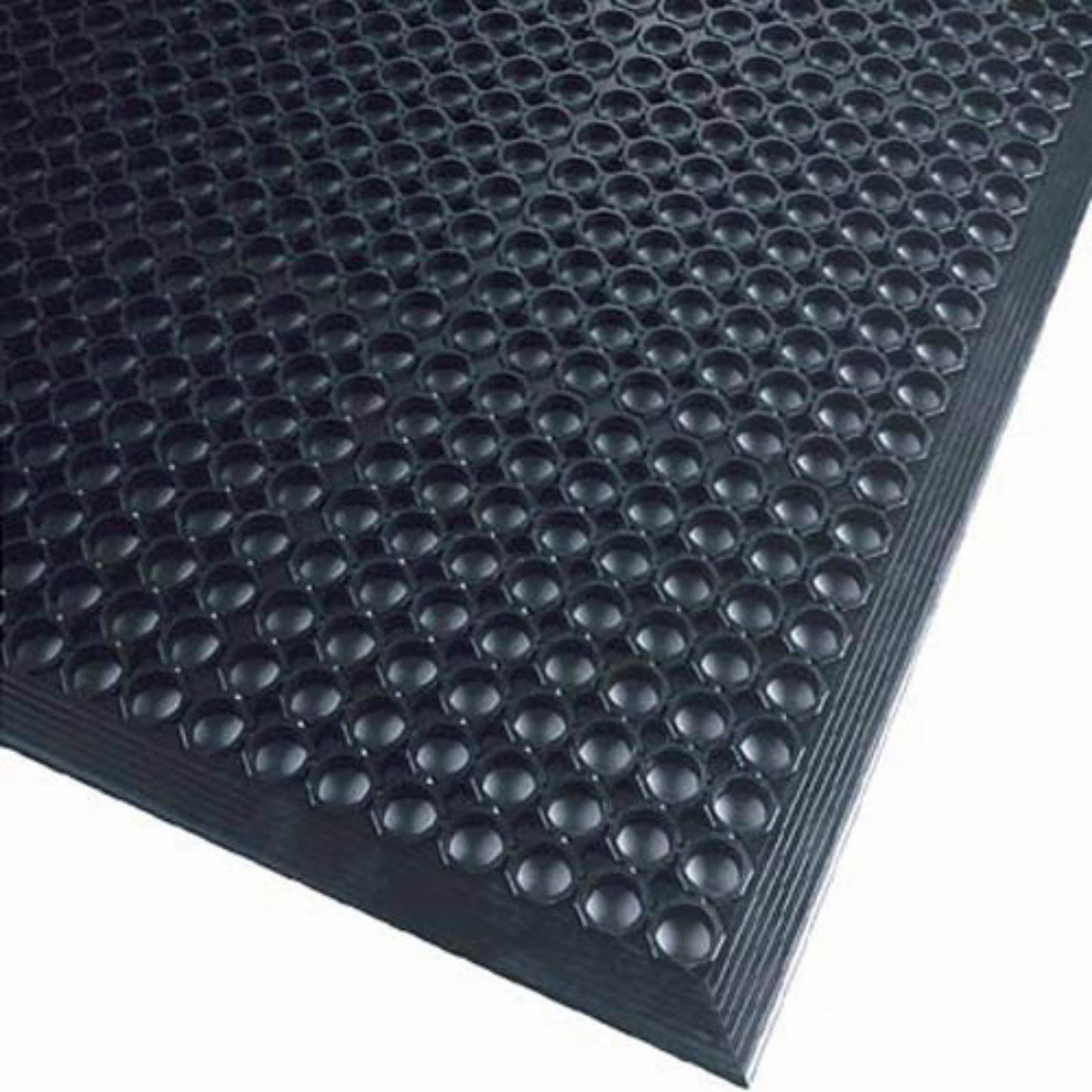 Rubber Drainage Mat, 3' Width x 10' Length, Black N3788