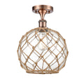 Antique Copper Farmhouse Rope Semi-Flush Mount T37666