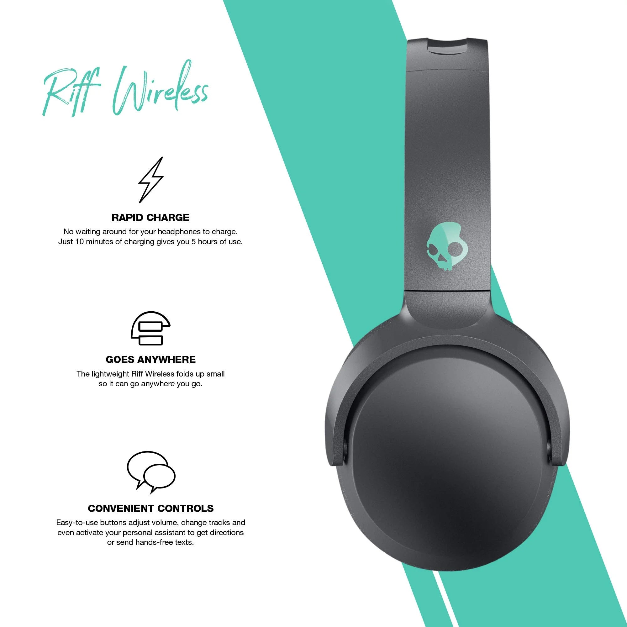 Grey On-Ear Wireless Headphones with Microphone V72435
