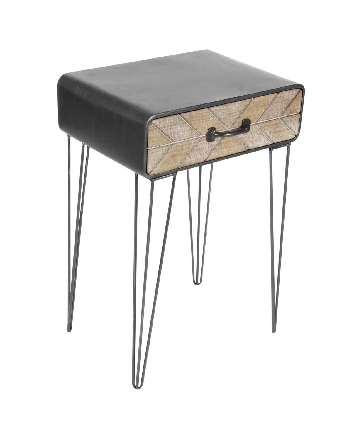 Black Iron and Wood Accent Table U501
