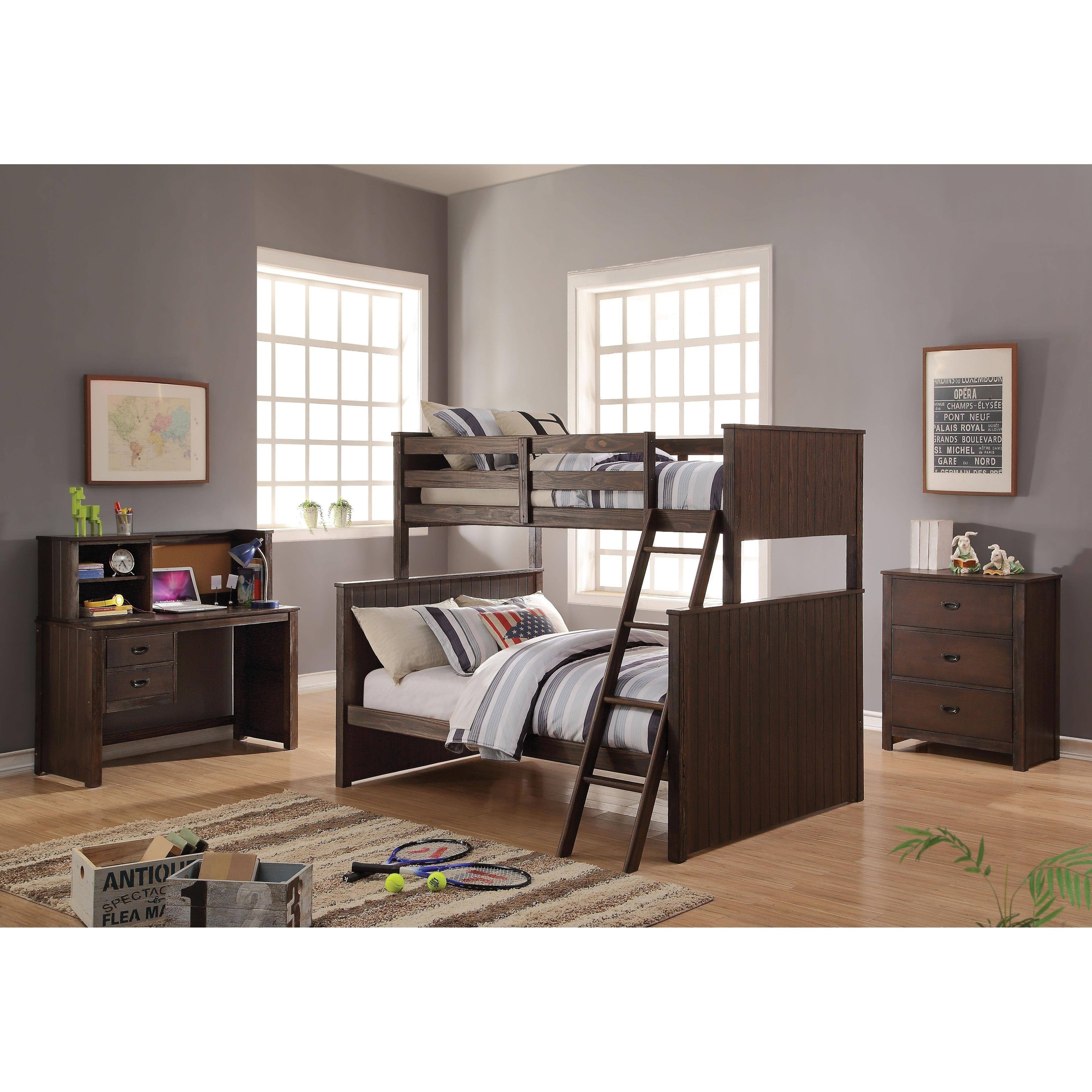 Antique Charcoal Brown Twin/Full Bunk Bed Z20384