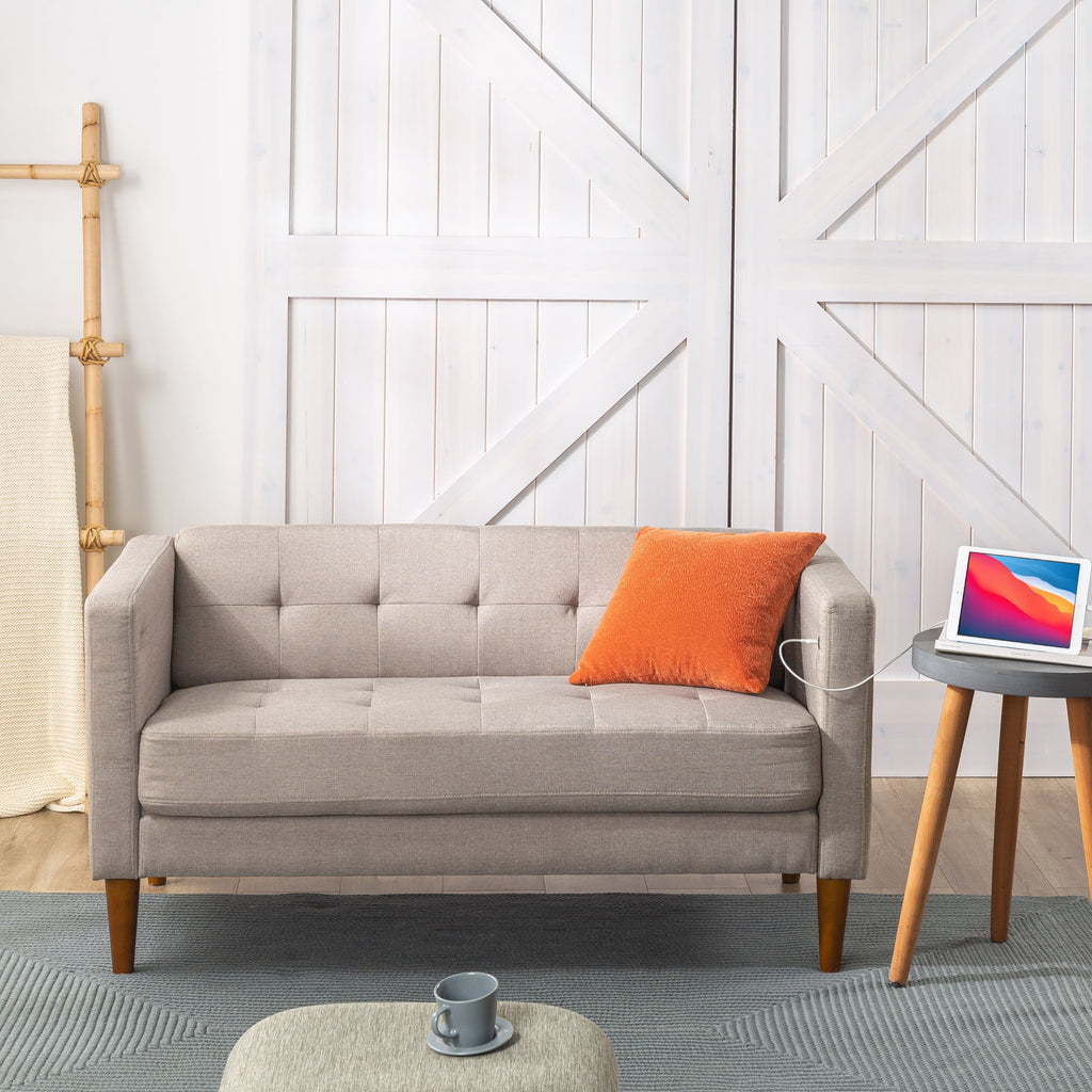 Oatmeal 2 Seat Loveseat with USB Ports E4856