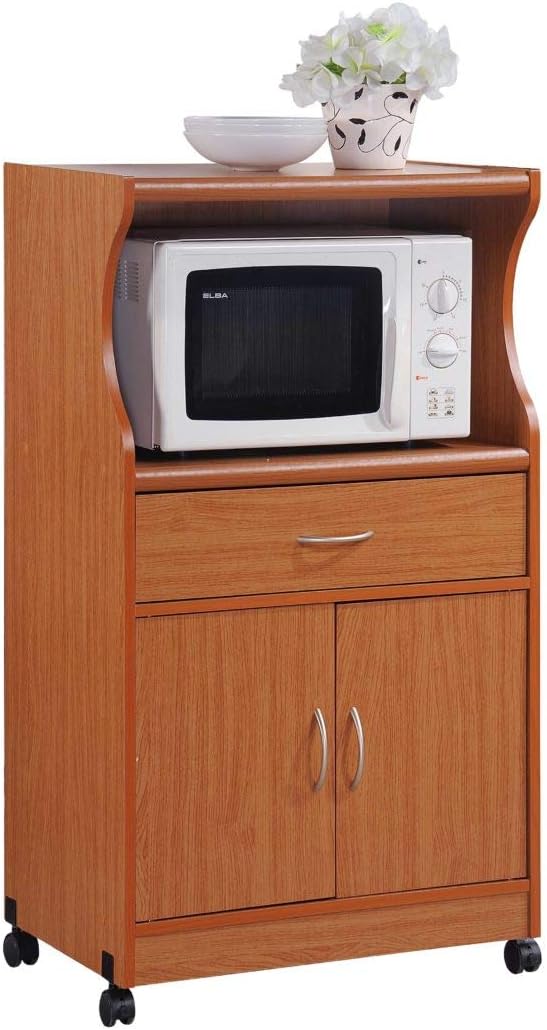 Black-Beech Microwave Kitchen Cart S2619