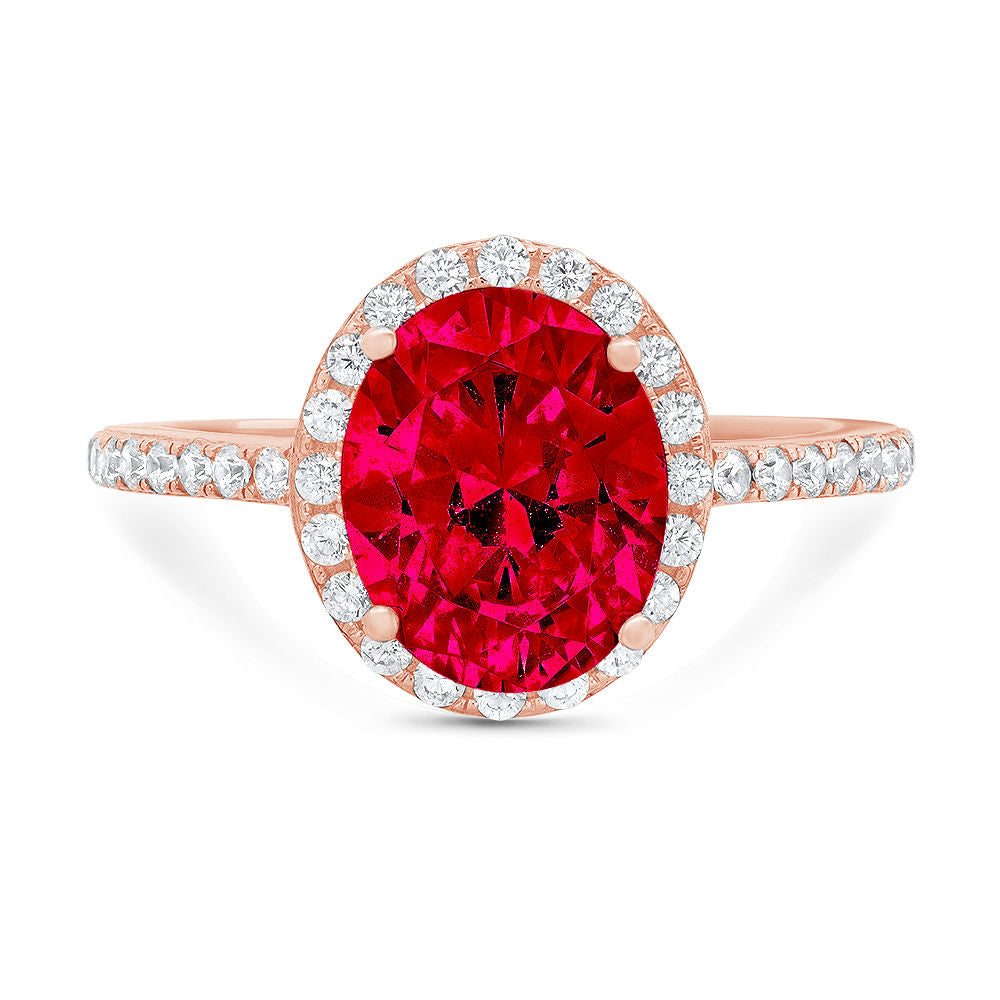 Oval Cut Red Simulated Ruby 14k Rose Gold Ring Size 10.5 V55909