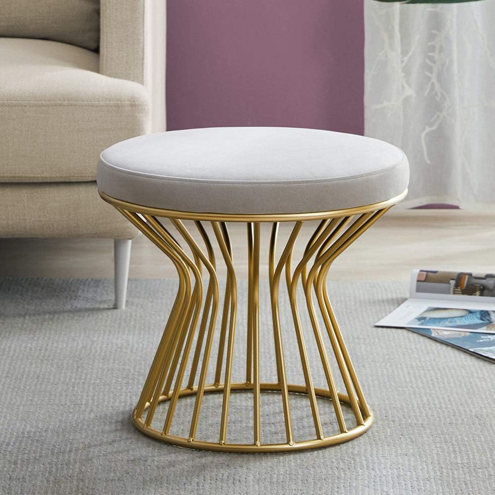 Pink Velvet Ottoman Footrest I9167