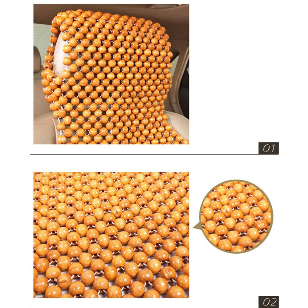 Natural Wood Beaded Car Seat Cover Cush D49624