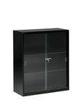 Black Steel Executive Bookcase with Glass Doors and Lock, 36 x 42 x 15 K16933