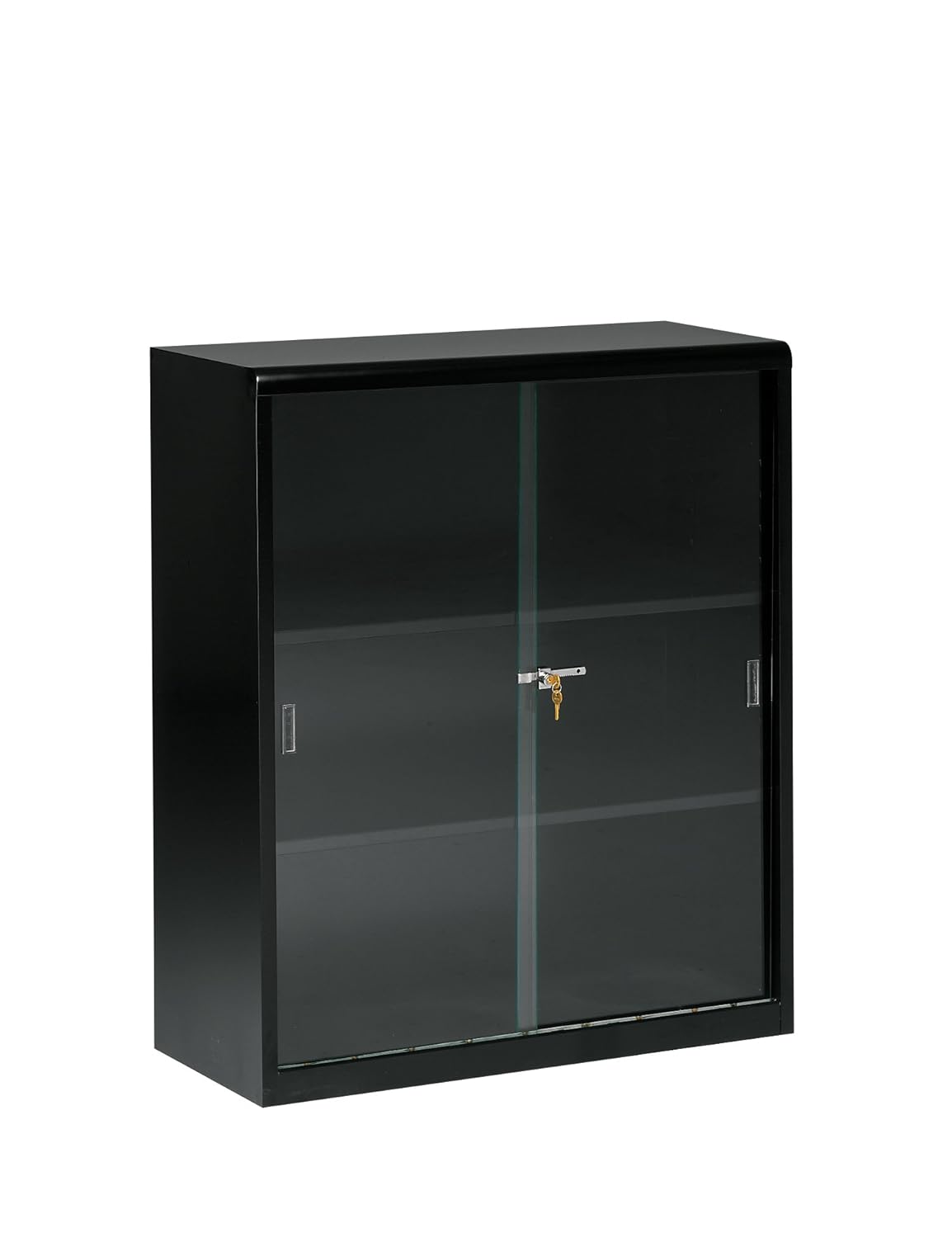 Black Steel Executive Bookcase with Glass Doors and Lock, 36 x 42 x 15 K16933