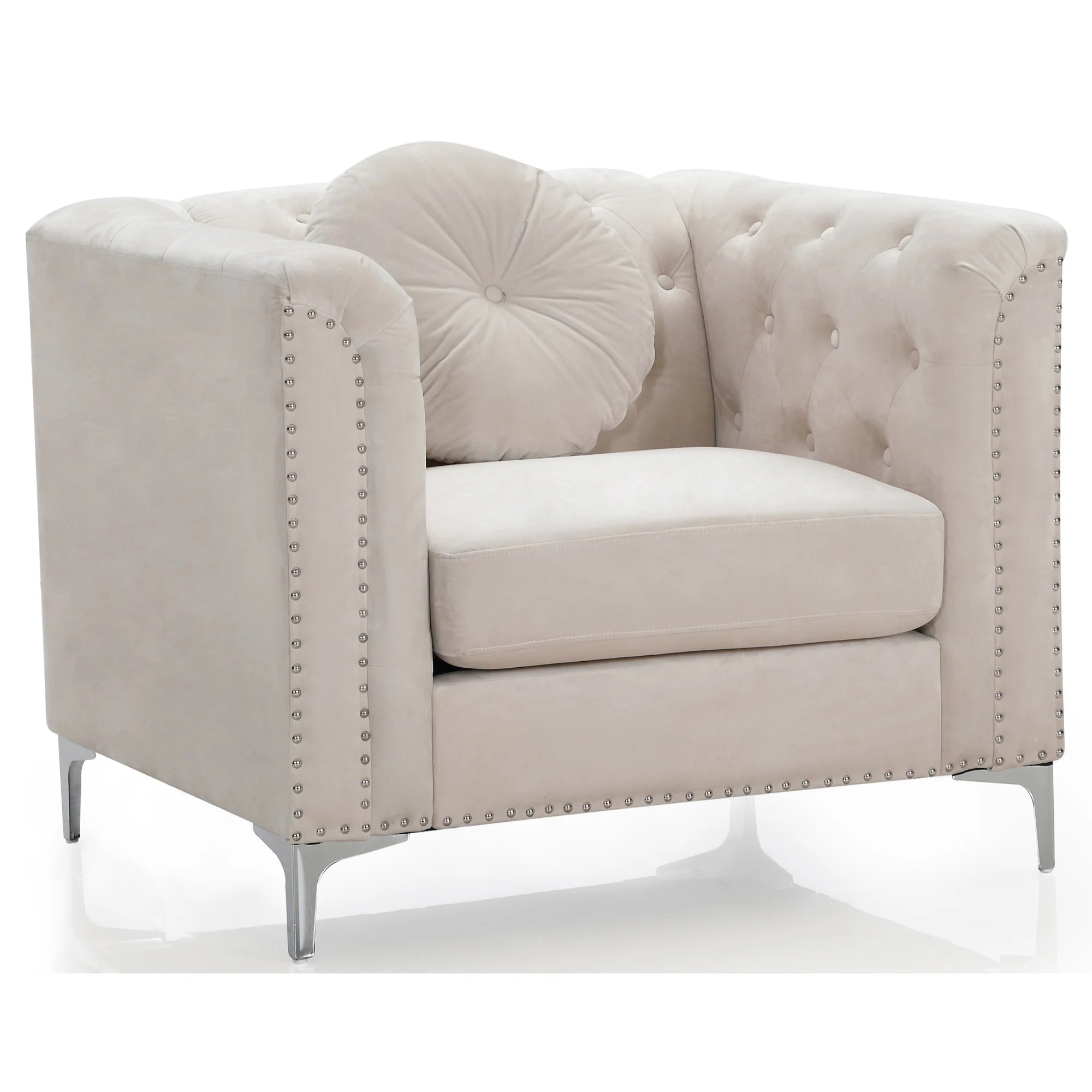 Ivory Tufted Velvet Accent Chair S127