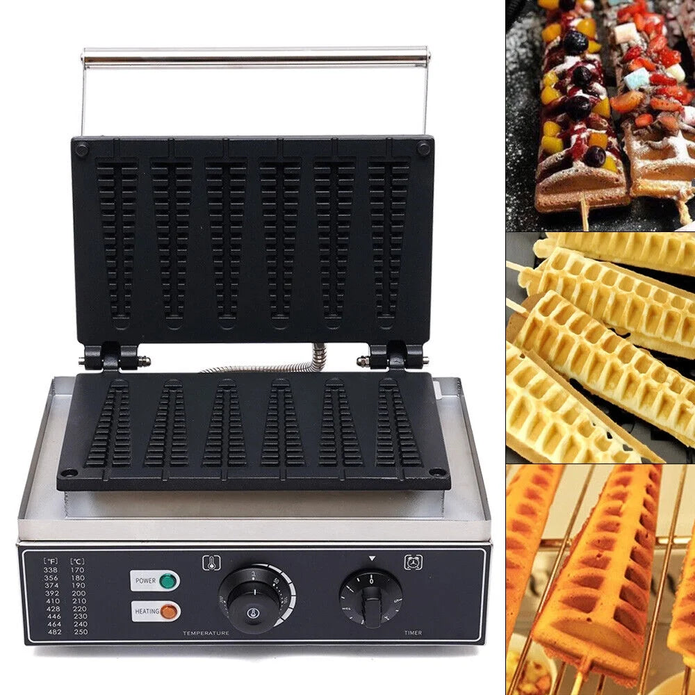 6 Stick 1550W Nonstick Electric Waffle Maker Machine Q480