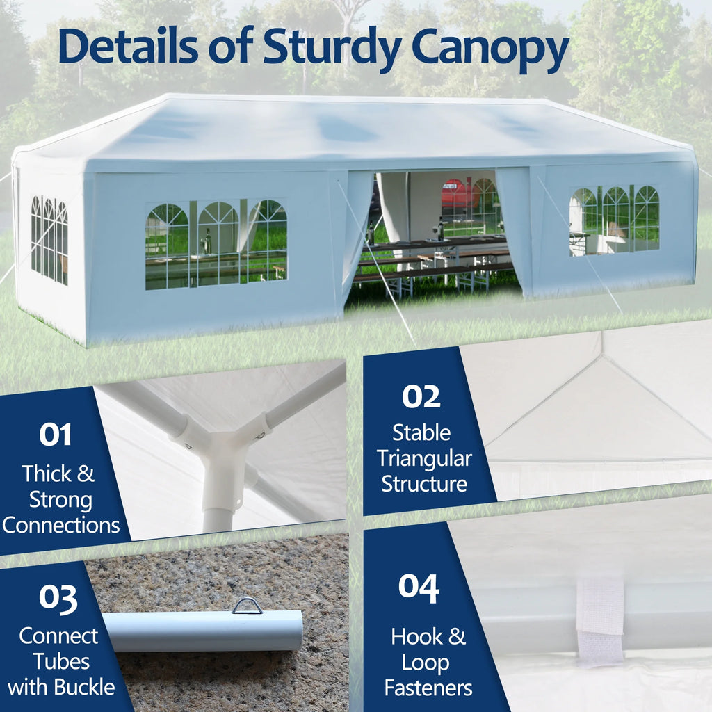 10x30' Outdoor Canopy Tent with 8 Removable Sidewalls Q7653