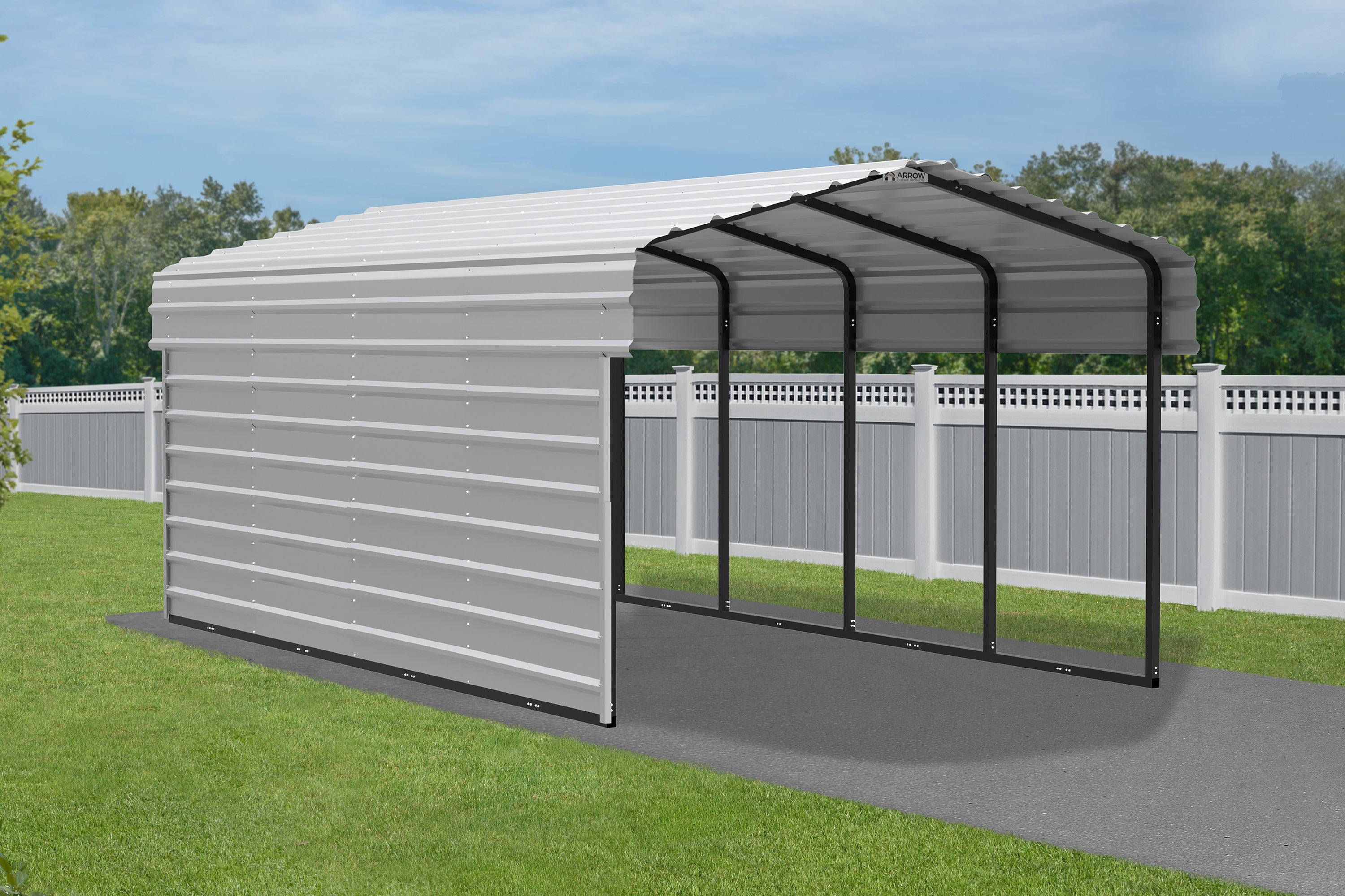 Galvanized Steel Carport Kit, 10' x 20' x 7' F911588