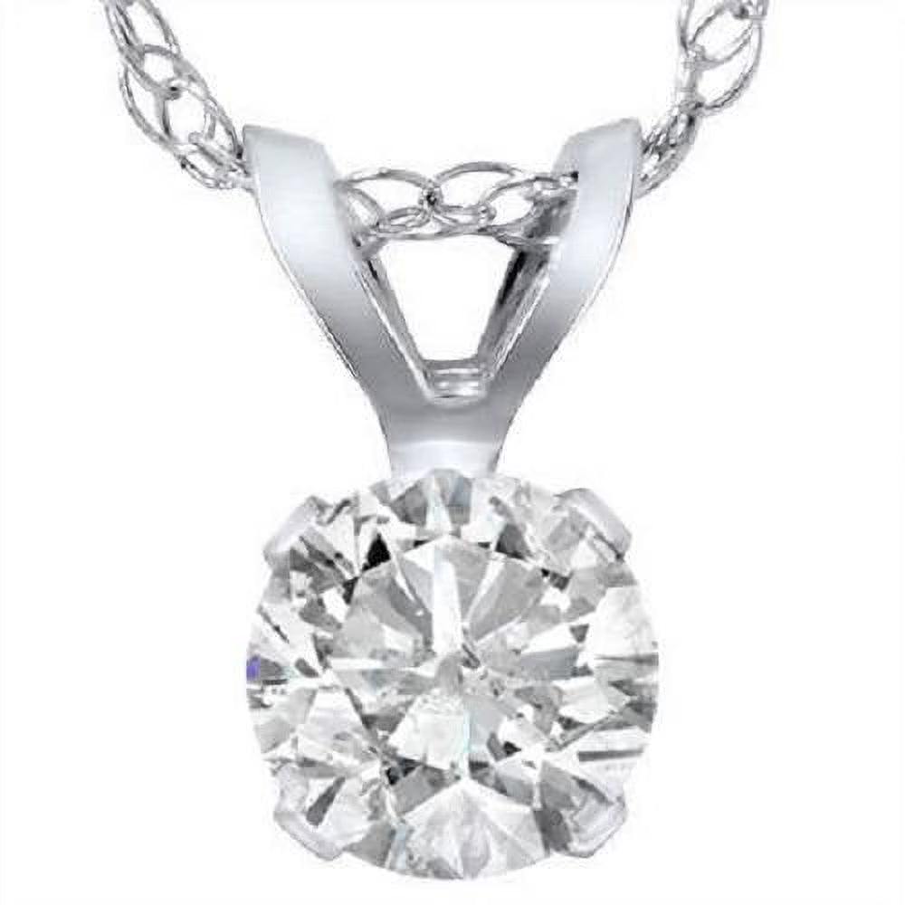 14K White Gold Solitaire Pendant Necklace G8925