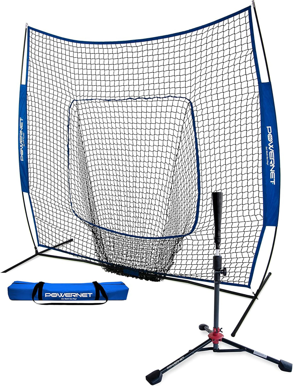 7x7 Baseball Softball Practice Net with Travel Tee O474