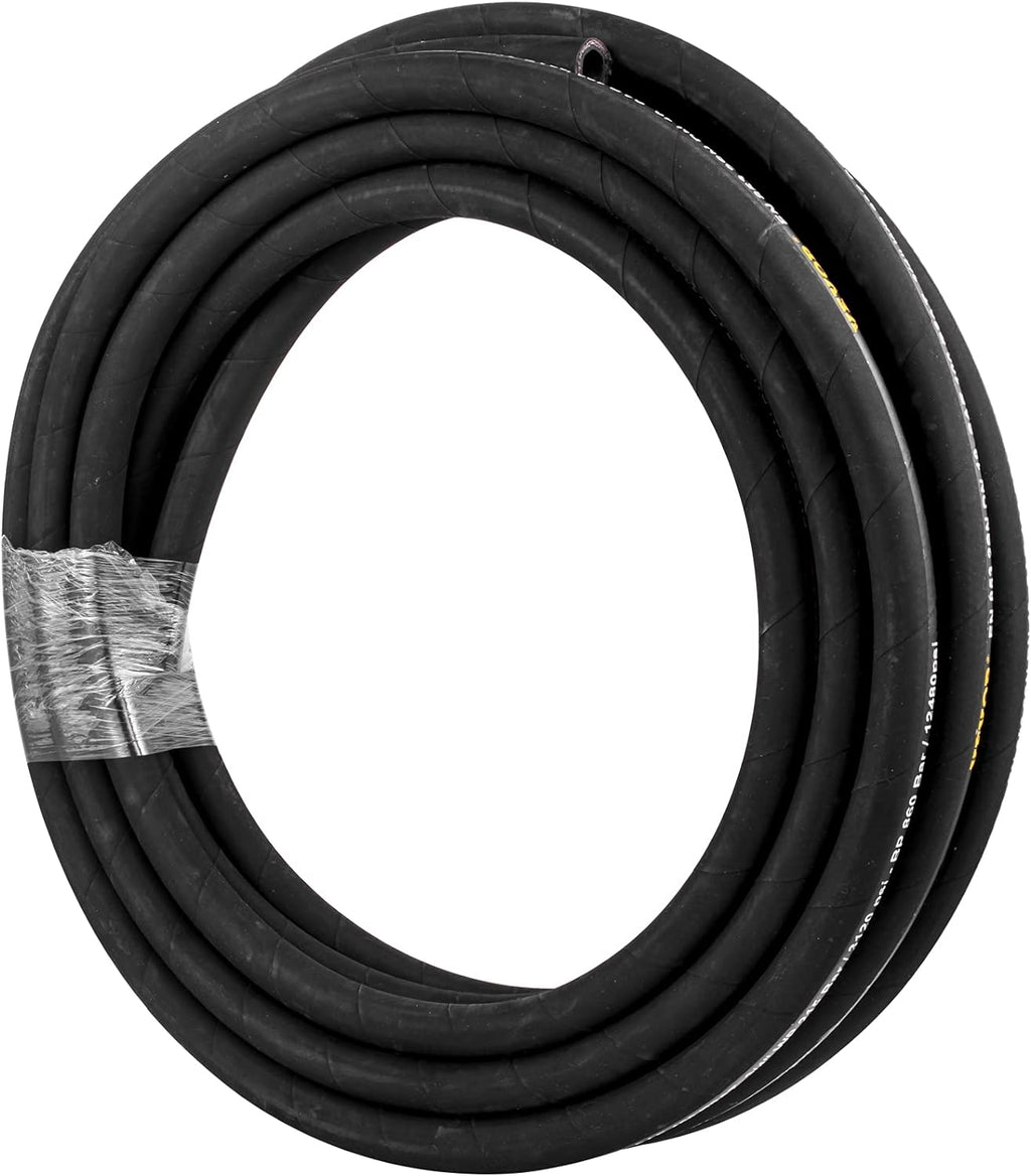 Hydraulic Hose 3/8 inch x 100 ft, 4800 PSI, Rubber, with 2 High-Tensile Steel Wire Braid H7200