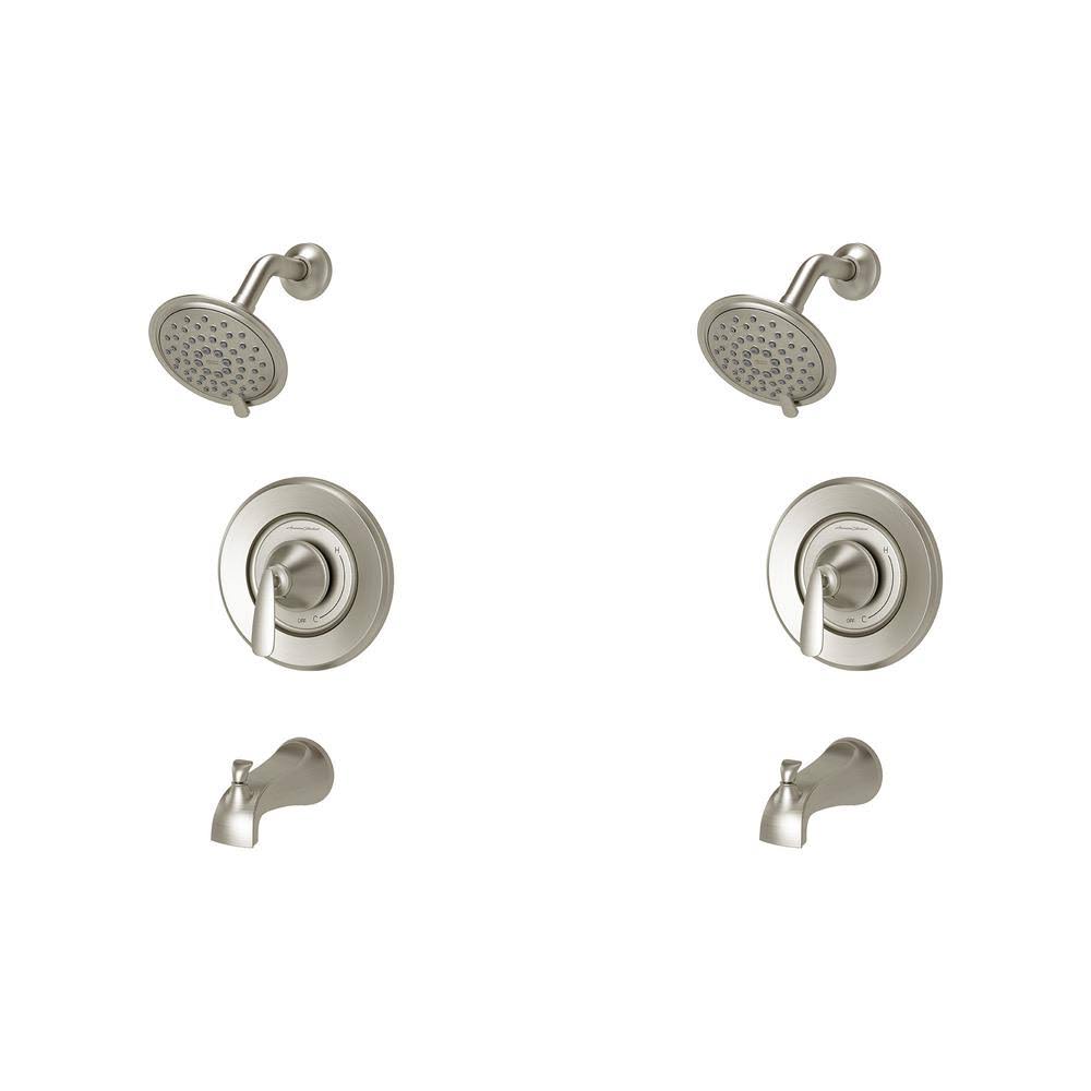 Single-Handle 3-Spray Tub and Shower Faucet Set of 2 in Brushed Nickel Y7213