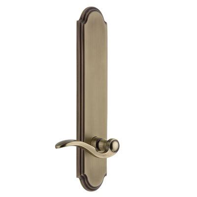 Vintage Brass Passage Door Lever with Arc Plate Y2922