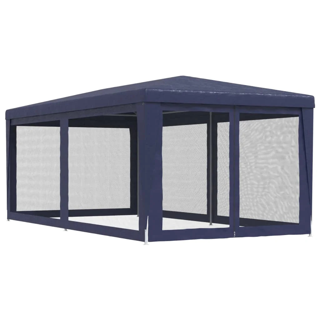 Party Tent with 6 Mesh Sidewalls Blue 9.8'x19.7' HDPE Y451