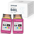 2 Pack Tri-Color Ink Cartridges for HP 64 XL Printer W302
