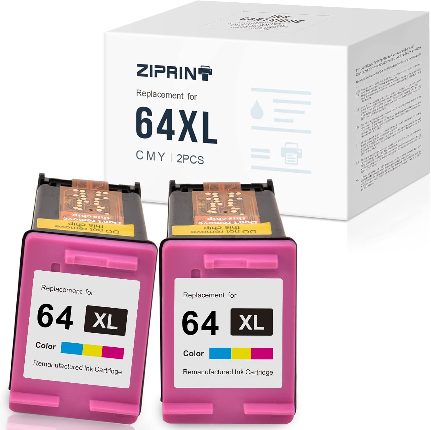 2 Pack Tri-Color Ink Cartridges for HP 64 XL Printer W302