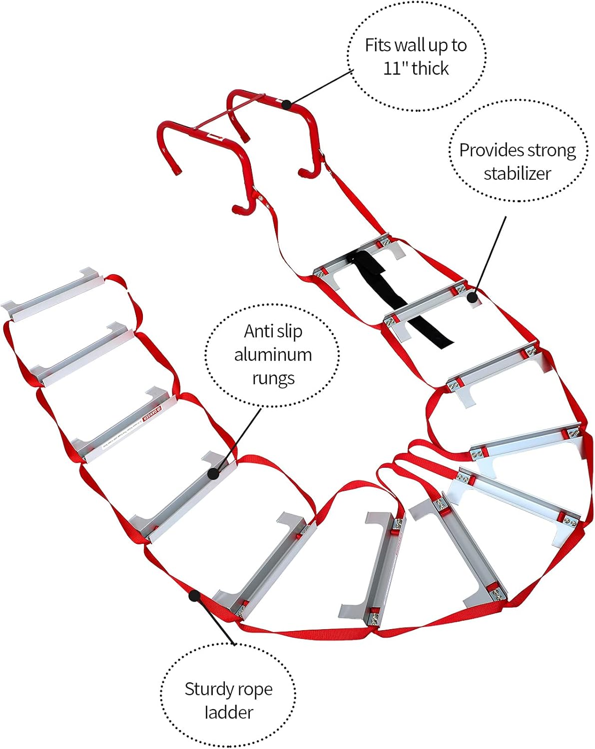 Retractable Fire Escape Ladder 15 Foot with Aluminum Steps T254519