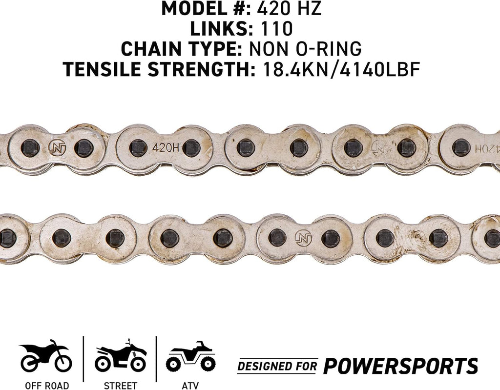 Drive Sprocket Chain Combo Front 14 Rear 46 Tooth 420HZ Standard 110 Links Pack of 2 E639