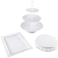 White Metal 3 Piece Cake Stand Set W25860