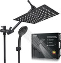 8'' Rainfall Shower Head & 9 Settings Handheld Shower Head with Holder, Hose, Chrome - Matte Black Pack of 2 Y462916