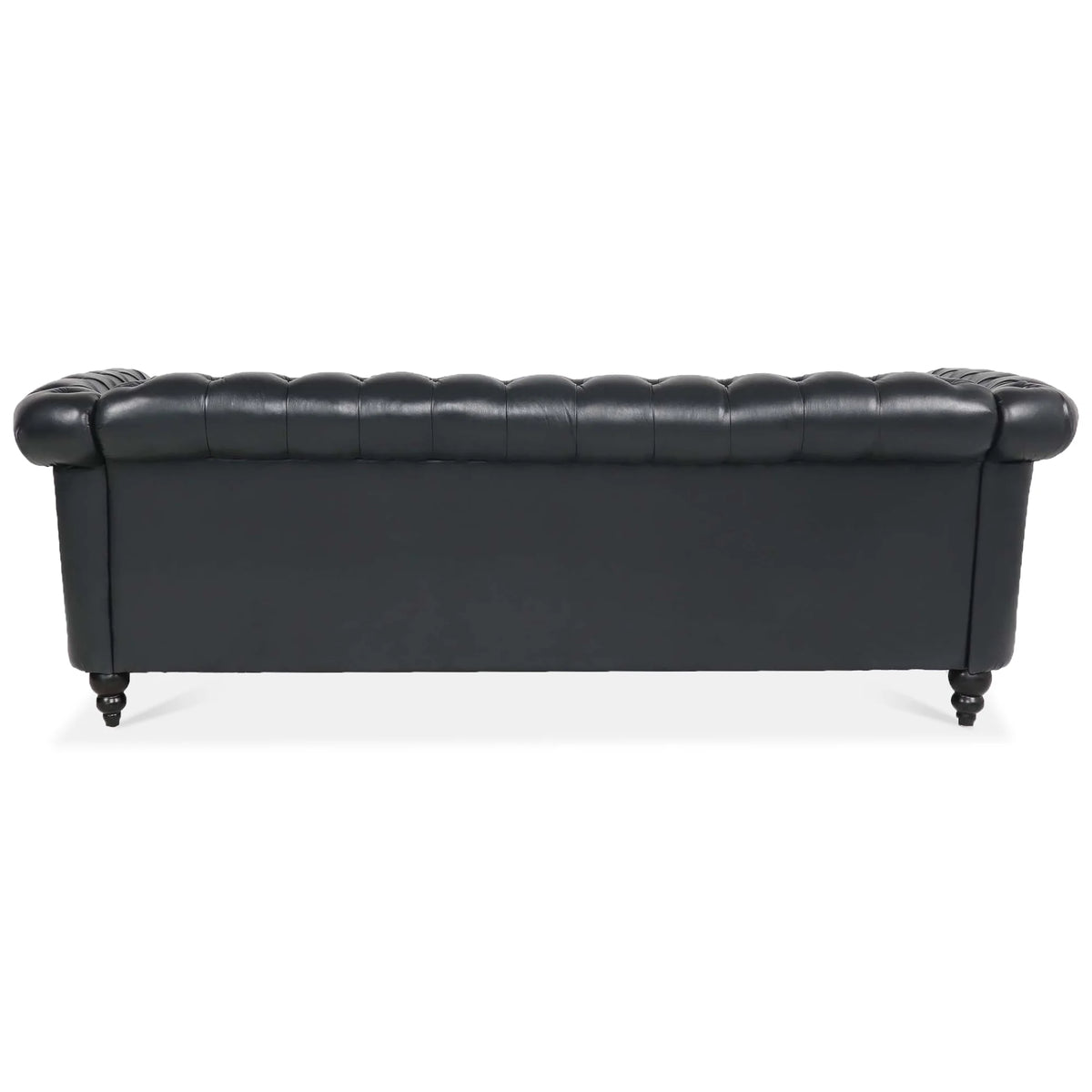 Black PU Rolled Arm Chesterfield Three Seater Sofa A26495