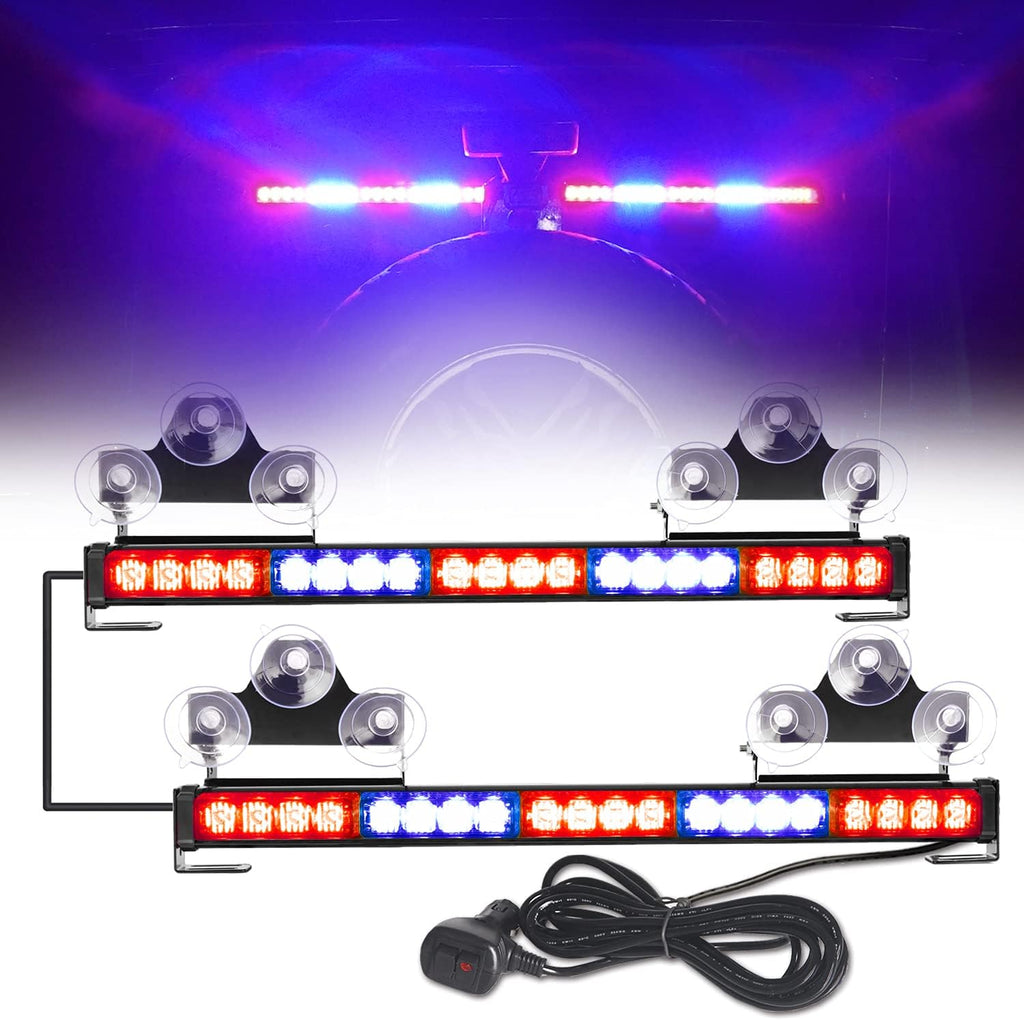 2 in 1 Amber White LED Traffic Advisor Strobe Light Bar Pack of 2 E473226