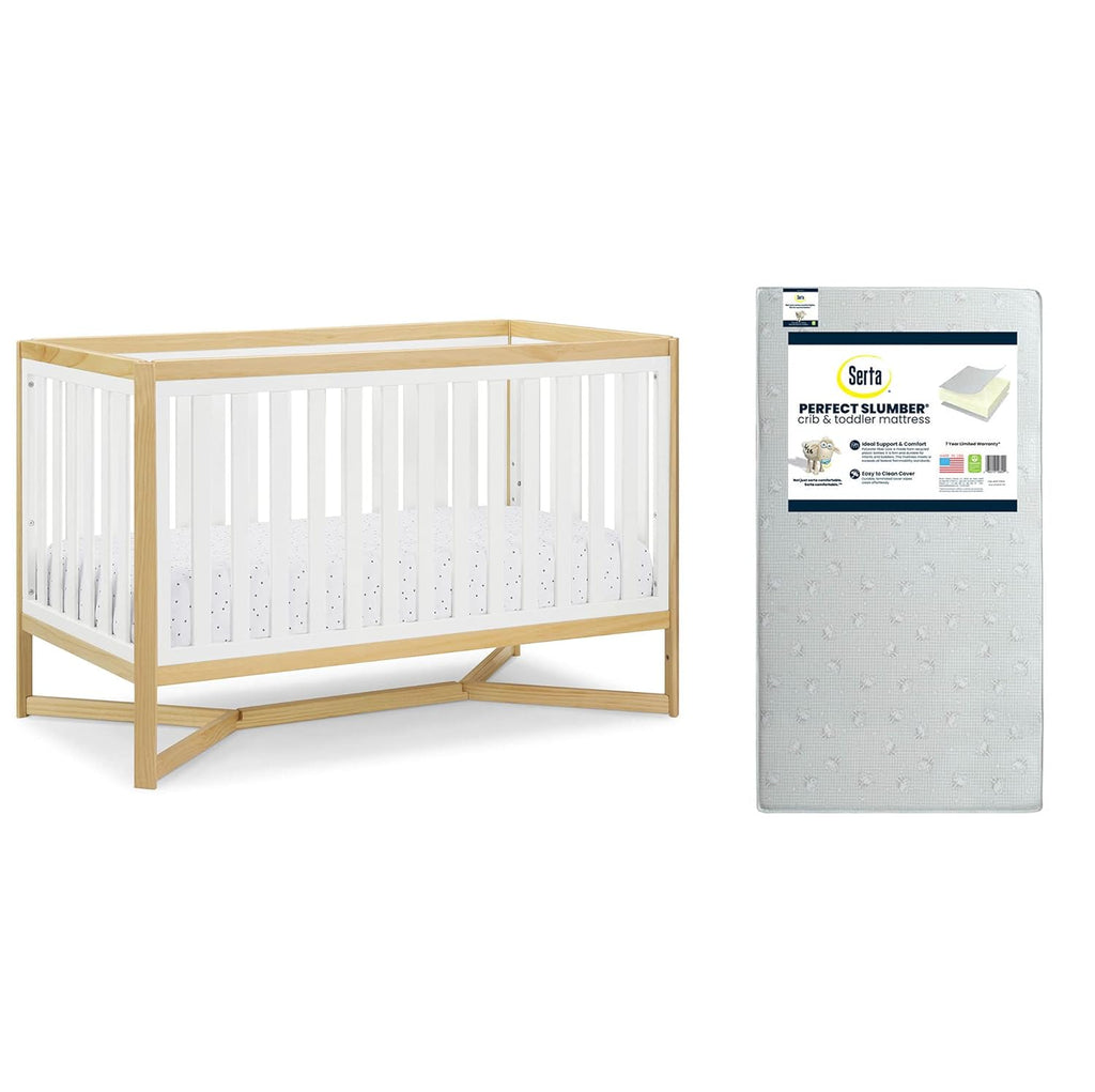 Midnight Grey 4-in-1 Convertible Crib with Crib & Toddler Mattress C126