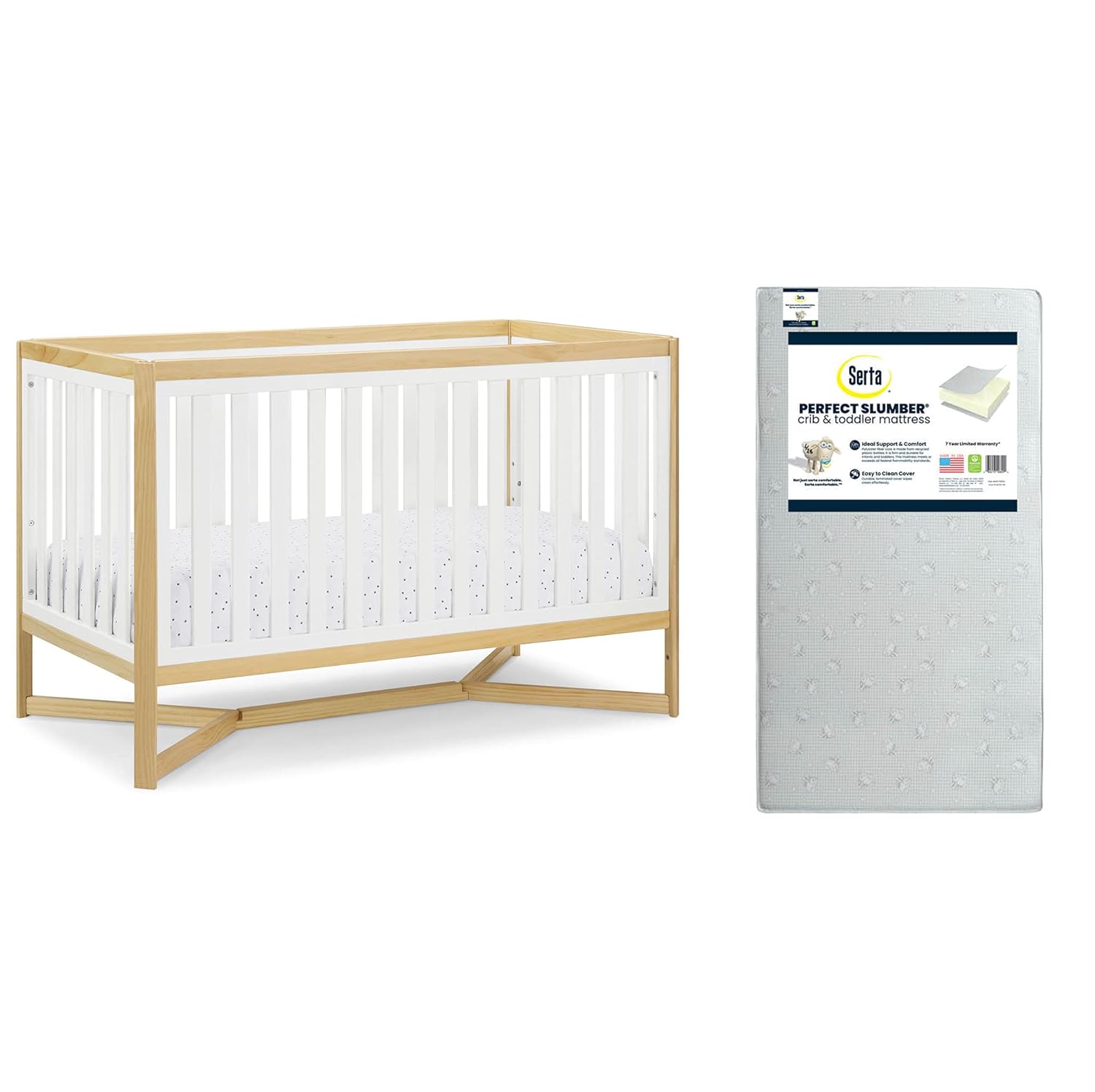 Midnight Grey 4-in-1 Convertible Crib with Crib & Toddler Mattress C126