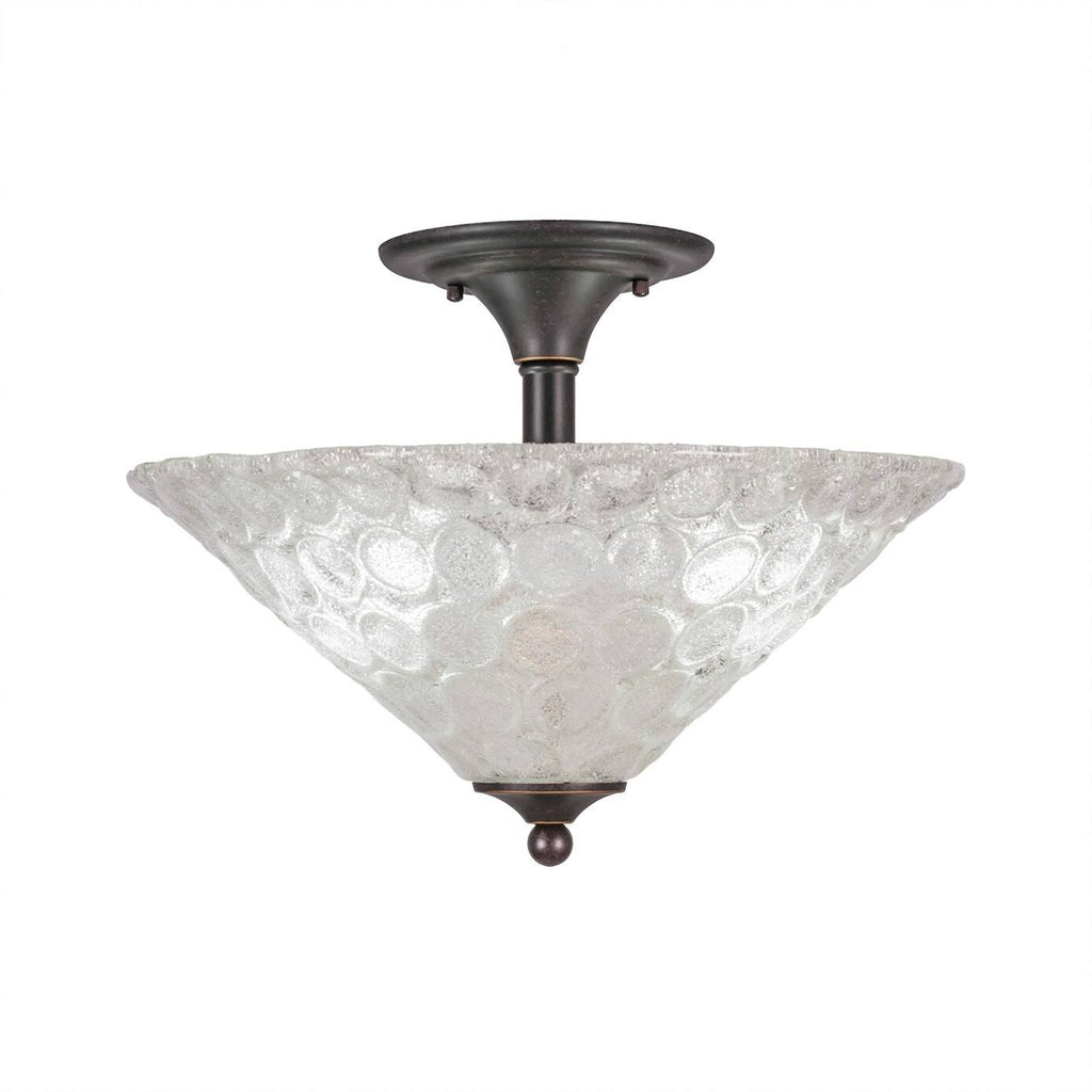 Two Light Semi-Flush Mount Dark Granite Finish with Crystal Glass A143