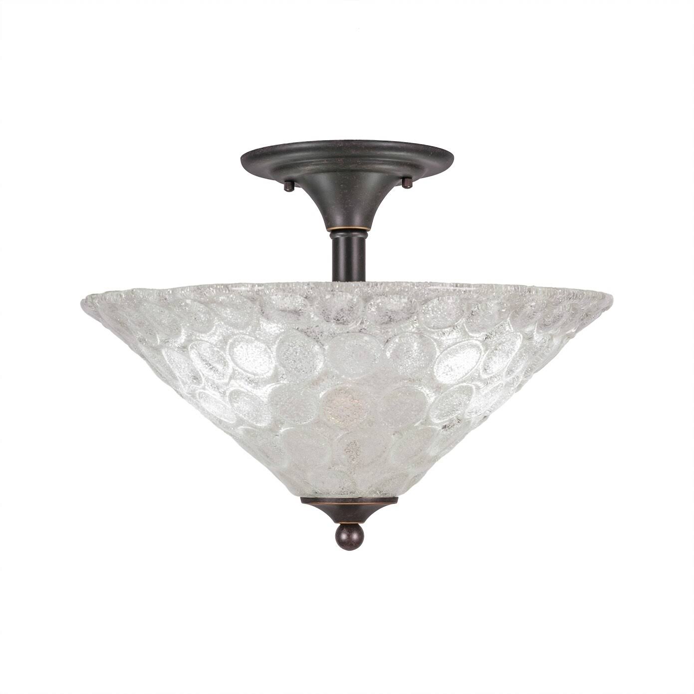 Two Light Semi-Flush Mount Dark Granite Finish with Crystal Glass A143