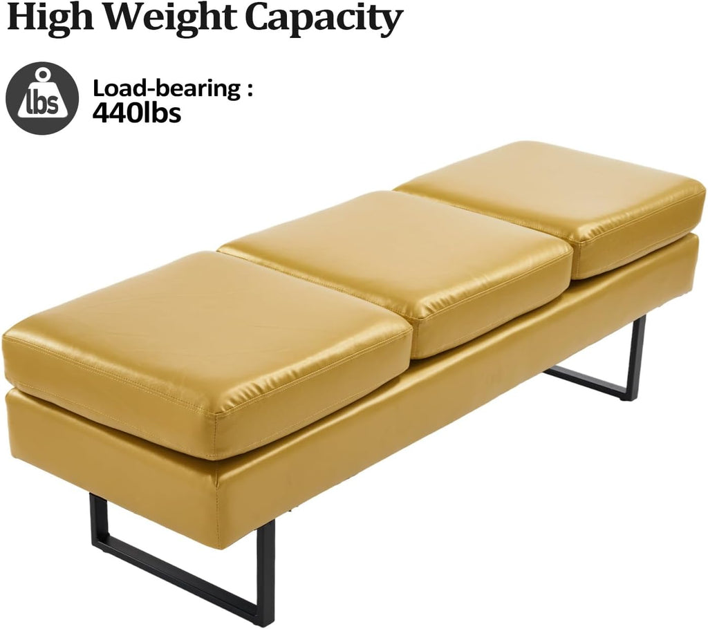 Upholstered 3 Seats Faux Leather Bench C782