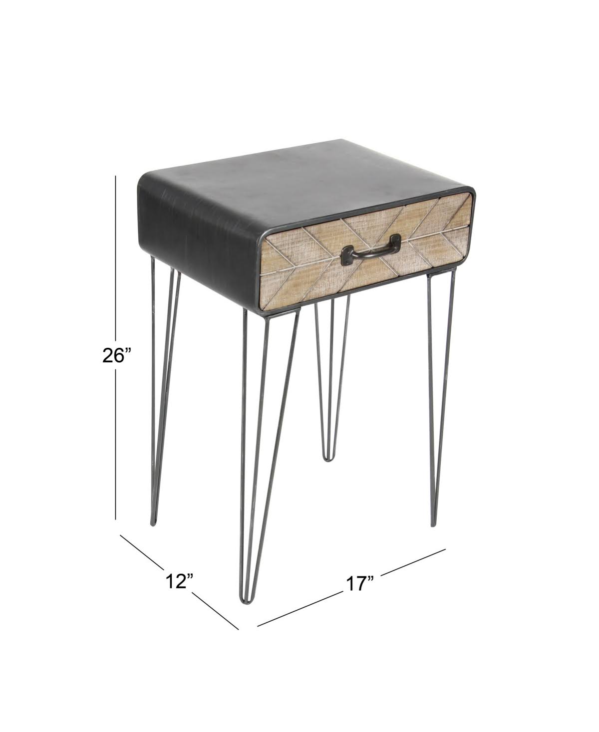 Black Iron and Wood Accent Table U501