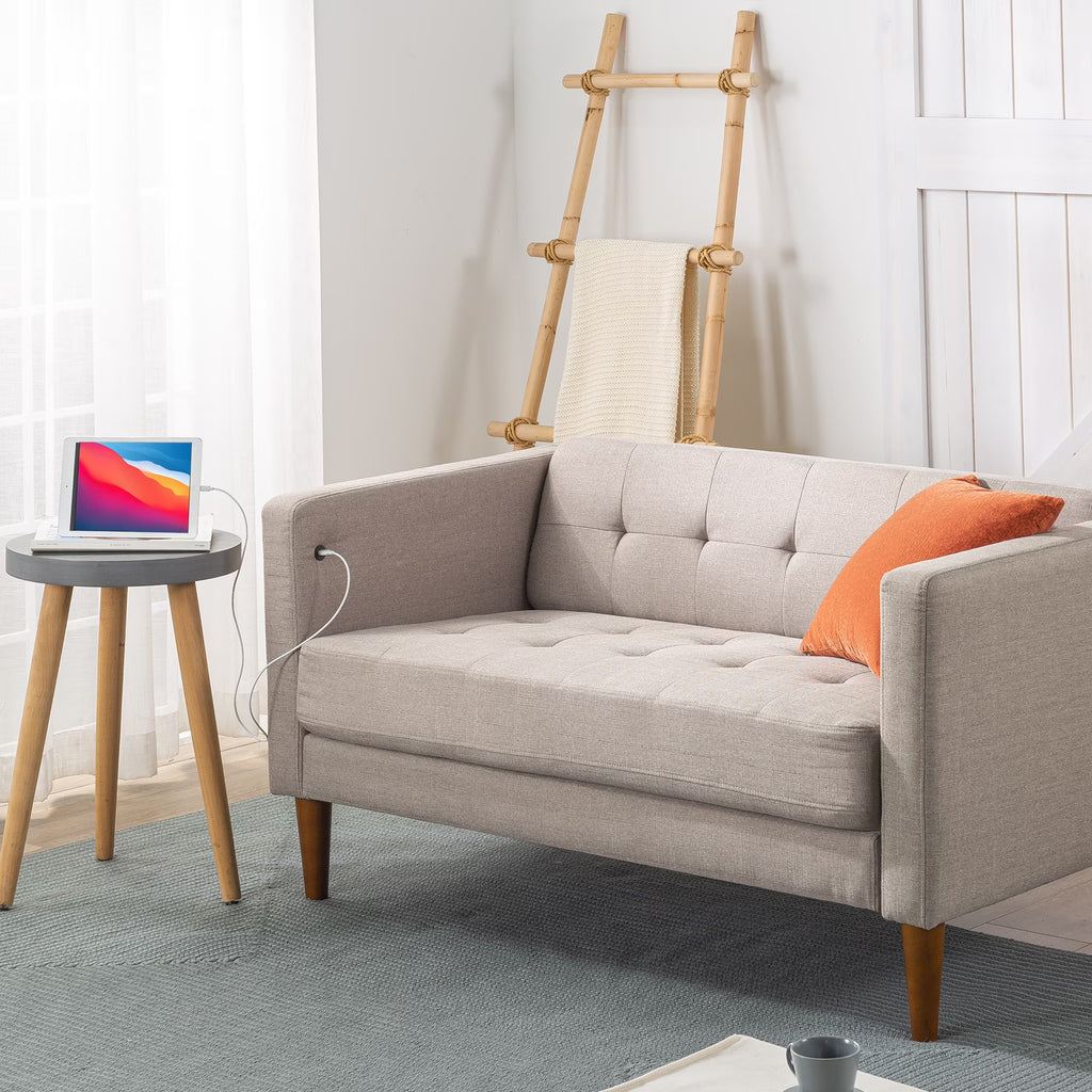 Oatmeal 2 Seat Loveseat with USB Ports E4856