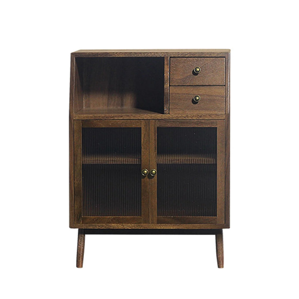 Mini Walnut Wood Cupboard 1/12 Scenery Supplies Z81096