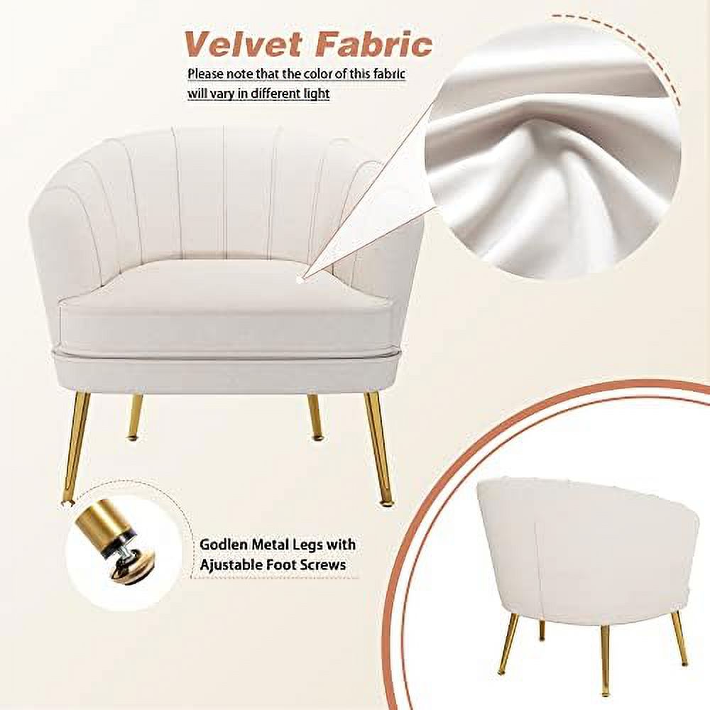 Velvet Accent Chair with Ottoman, Golden Metal Legs N42780