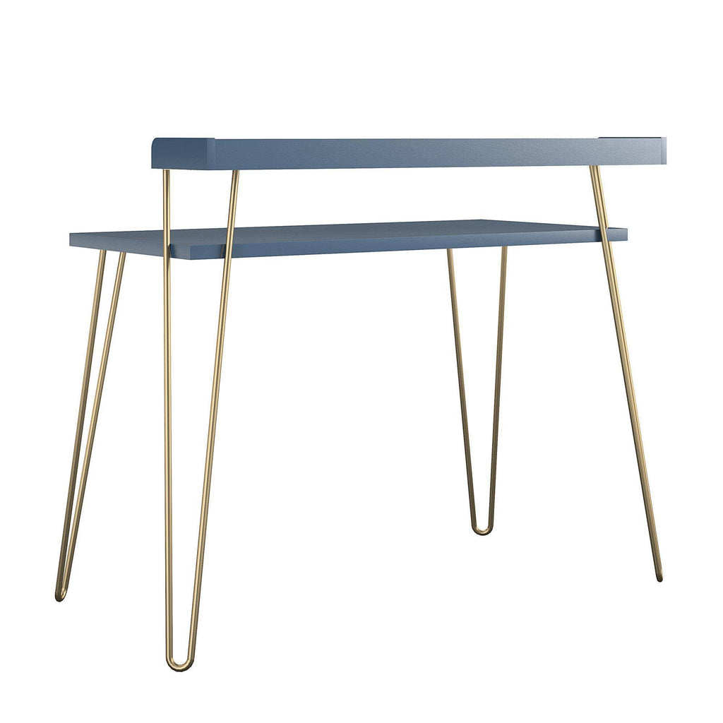 Navy Retro Desk with Riser and Gold Legs B161