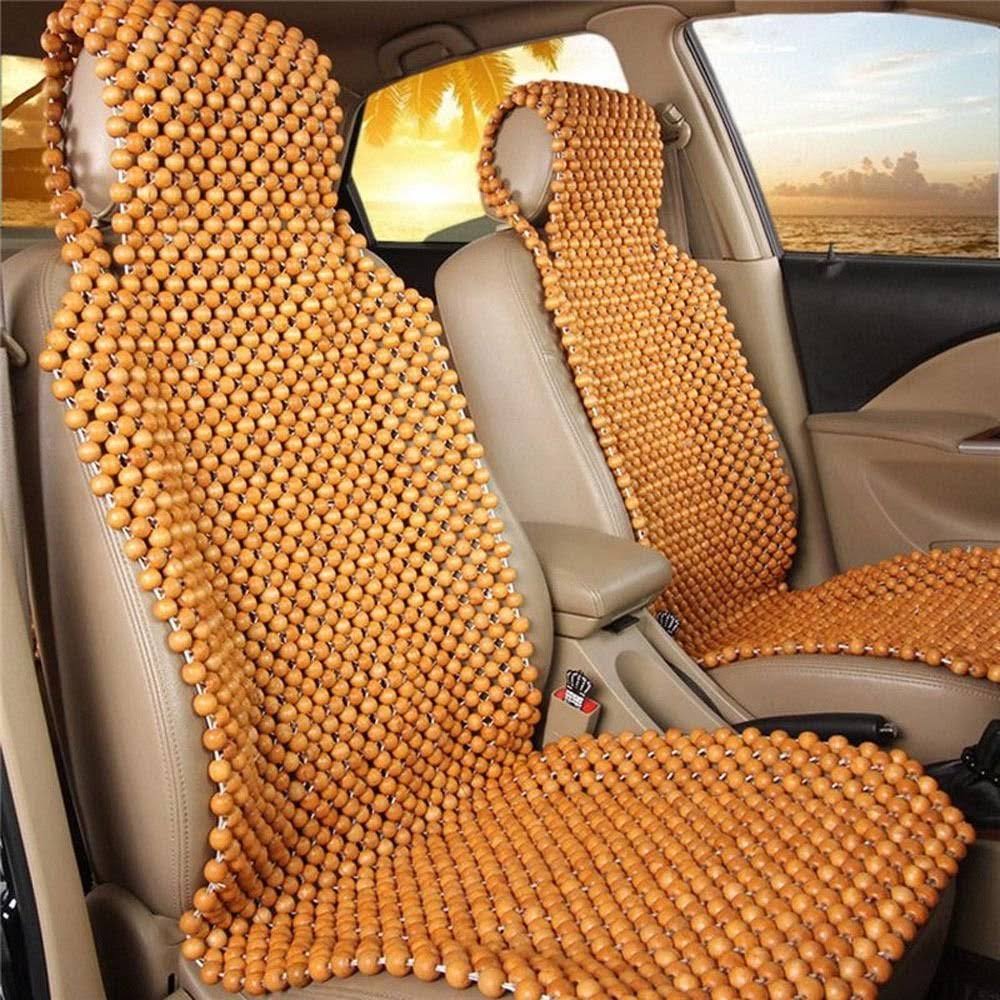 Natural Wood Beaded Car Seat Cover Cush D49624