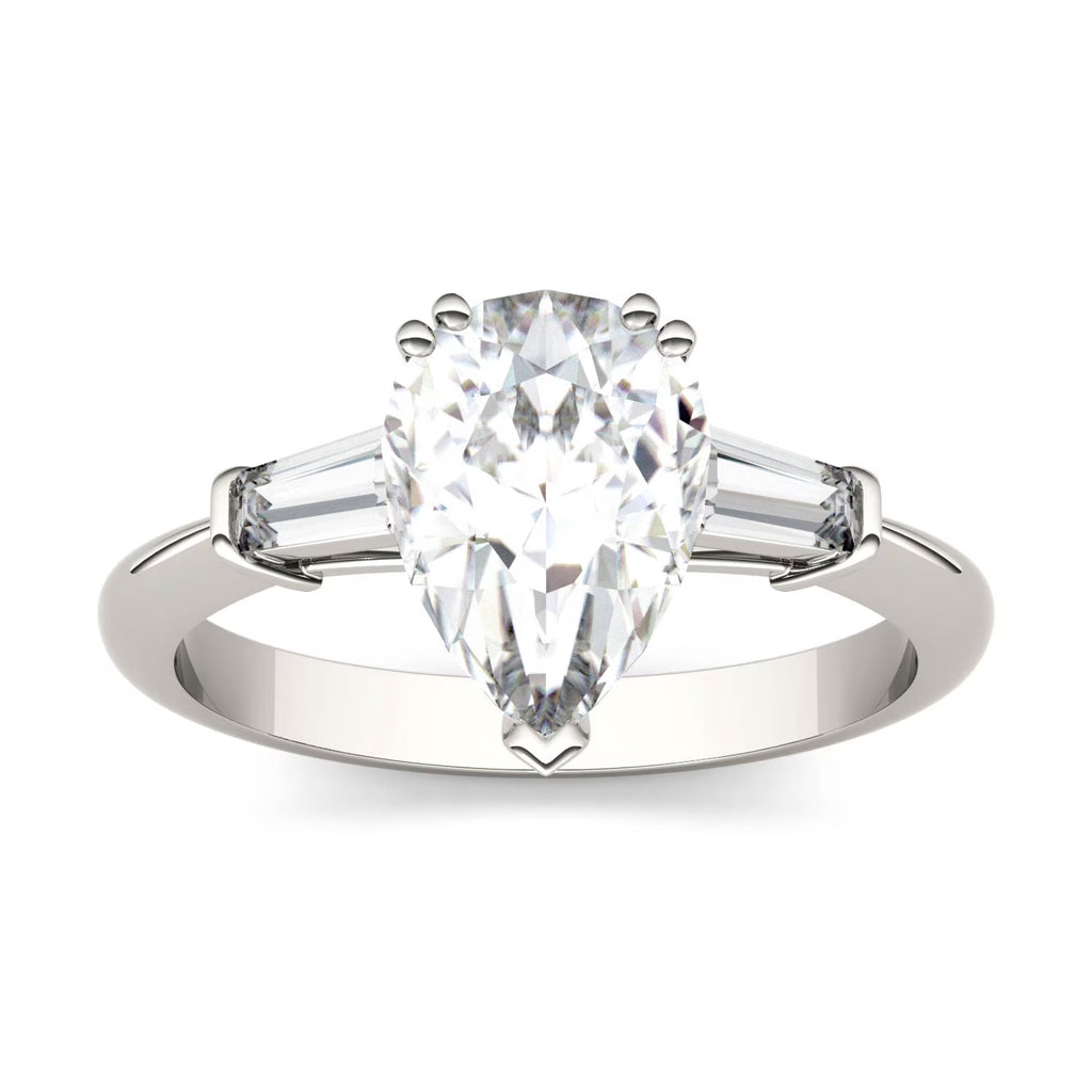 Pear Cut Moissanite Engagement Ring 2.47 DEW I290928