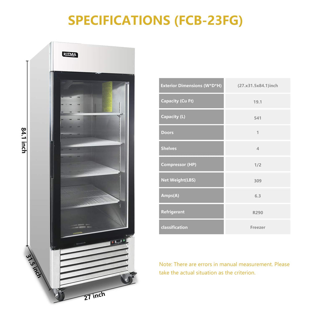 Single Glass Door Merchandiser Freezer, 19.1 Cu.Ft, LED Lighting Z83827