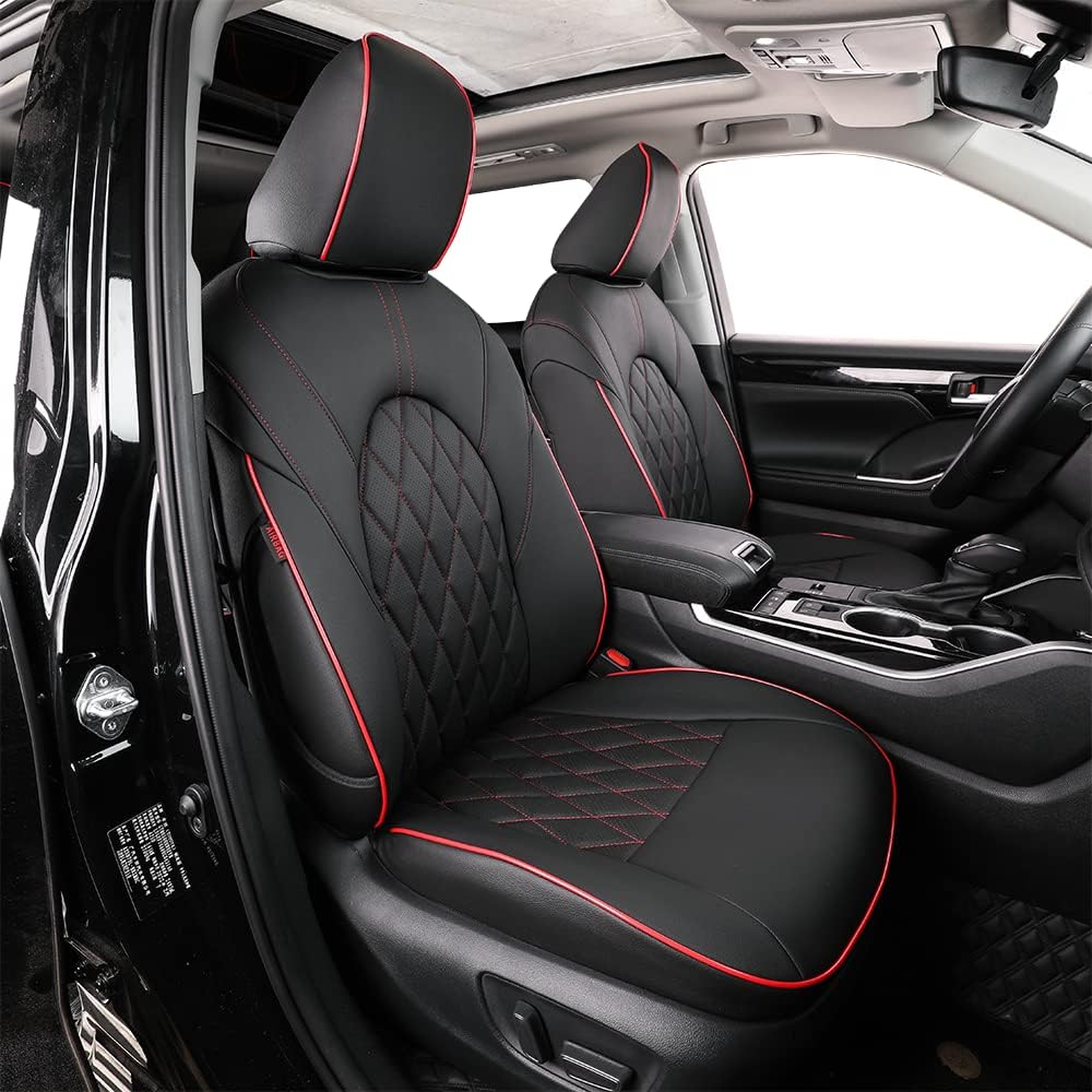Beige Leatherette Car Seat Covers for Select Toyota Highlander 2014-2019 V7023