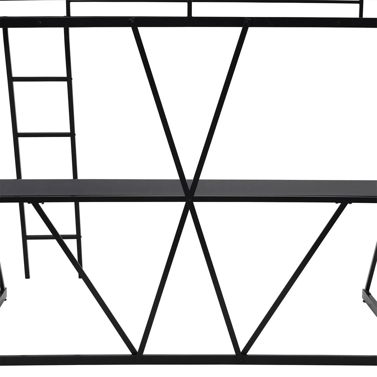 Twin Loft Bed with Desk, Ladder, and Guardrails - Silver J239