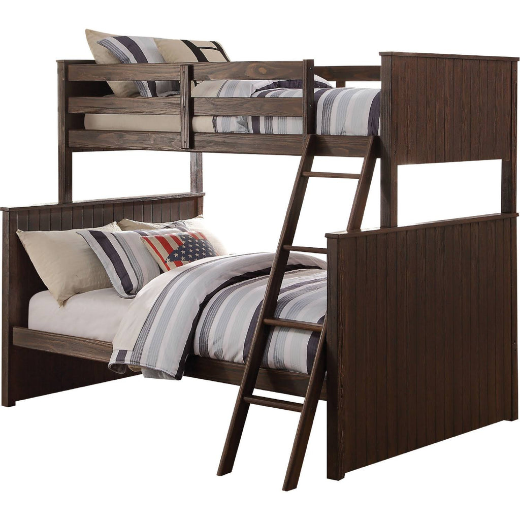 Antique Charcoal Brown Twin/Full Bunk Bed Z20384